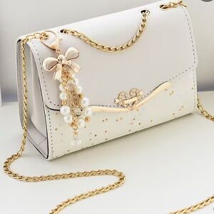 Women's White Sequined Shoulder Chain Bag